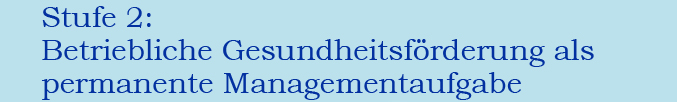 Stufe 2: Betriebliche Gesundheitsförderung als permanente Managementaufgabe